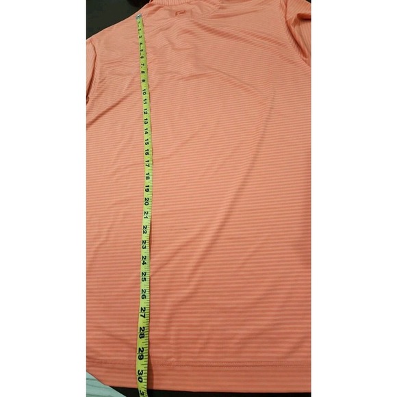 Foot Joy Mens Polo Shirt Sz M Salmon Short Sleeve Striped Embroidered Logo Golf - Picture 12 of 12